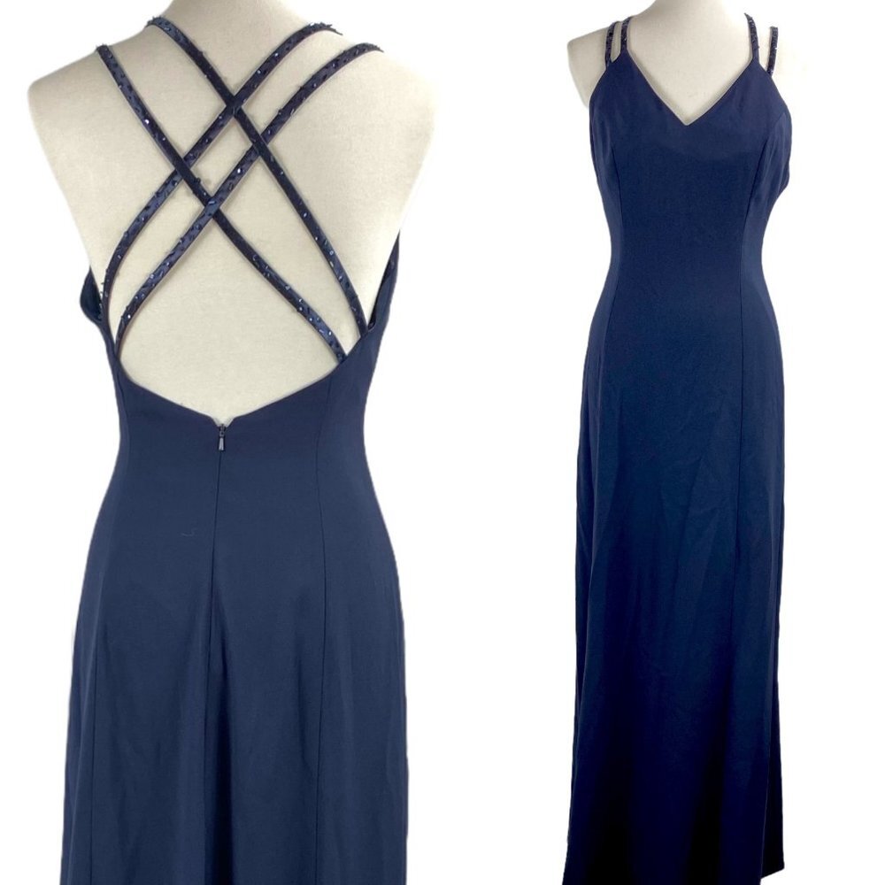 Vintage Reggio Dress Prom Evening Gown Criss Cross 90s Y2K Womens Size 4 New